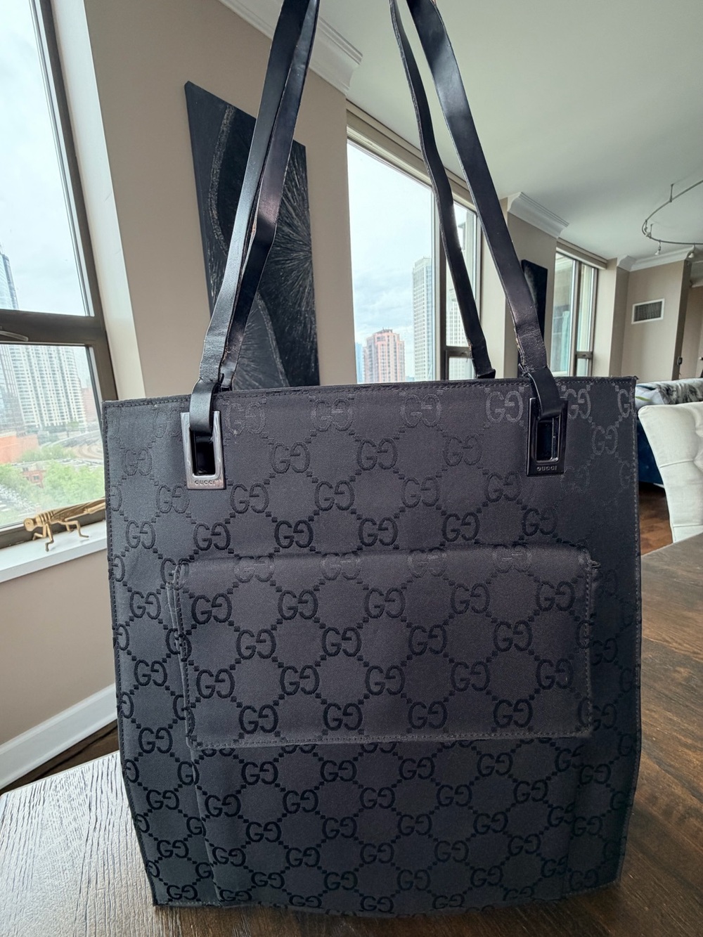 Gucci Black GG Canvas Tote – Perfect Work Bag 🖤 fits 15inch MacBook Pro